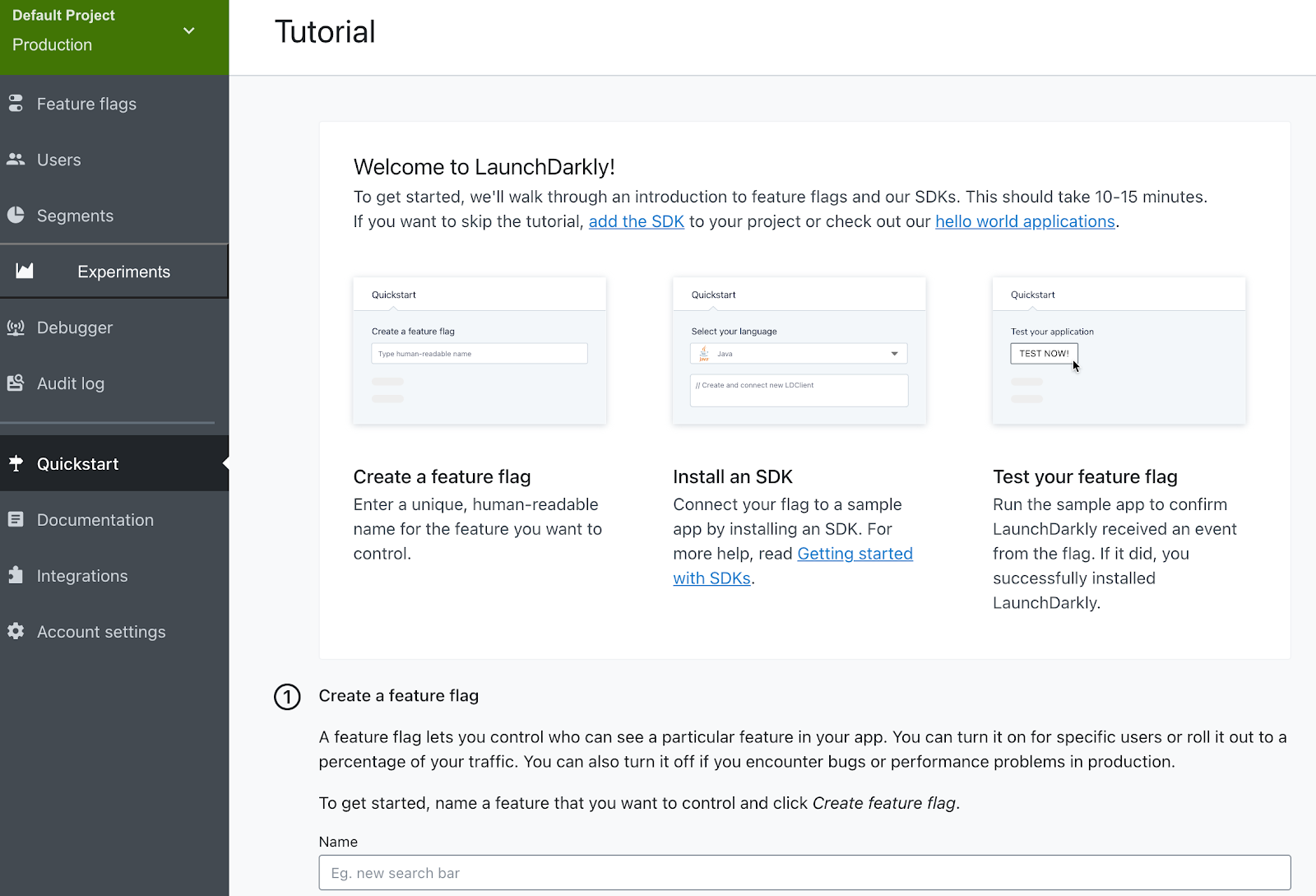 LaunchDarkly: sherpa onboarding tutorial