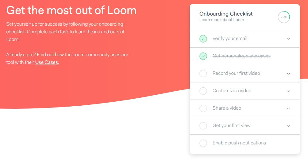 Loom: onboarding checklist