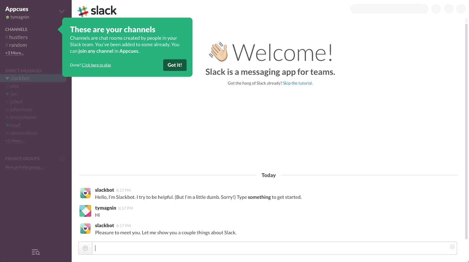 Slack: friendly bot helper